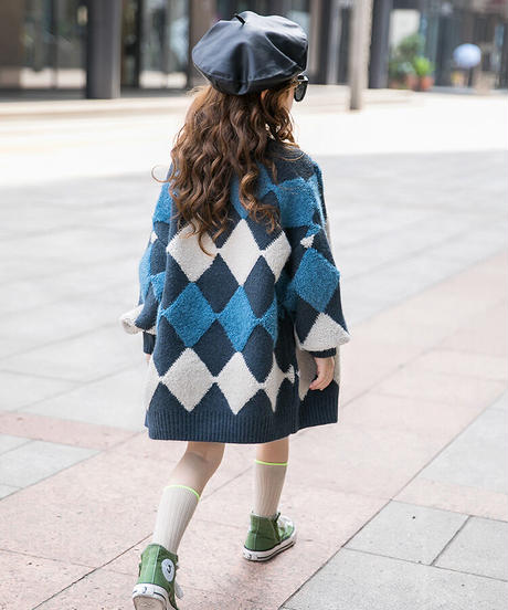 【専用】REVERE ツートーンアーガイル カーディガン 60s REVERE“SHAG-RAC”モヘアカーディガン アーガイル ダイヤ柄