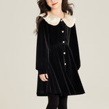 【1/25まで！入学式フォーマル10%OFF対象商品】ベルベット丸襟パールワンピース02788