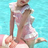 【新作早割5/12まで】ギンガムチェックレース水着02847