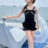 【新作早割4/28まで】ドットフリルリボンスイムワンピース02844