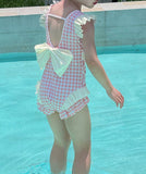 【新作早割5/12まで】ギンガムチェックレース水着02847