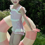 【新作早割5/12まで】ギンガムチェックレース水着02847