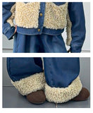 ボアミックスデニムアウター＆ワイドパンツ02766