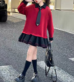 【新作早割11/25まで】ネクタイ付きポロワンピース02771