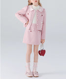 【新作早割1/13まで】【1/25まで！入学式フォーマル10%OFF対象商品】丸襟ピンクジャケットセットアップ02790