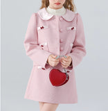 【新作早割1/13まで】【1/25まで！入学式フォーマル10%OFF対象商品】丸襟ピンクジャケットセットアップ02790