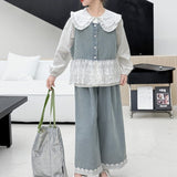 【新作早割2/10まで】レースドッキングデニムセットアップ02806