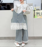 【新作早割2/10まで】レースドッキングデニムセットアップ02806