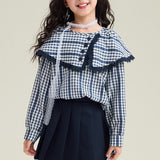 【新作早割2/10まで】セーラーチェッククラシカルブラウス02807