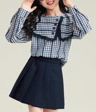 【新作早割2/10まで】セーラーチェッククラシカルブラウス02807
