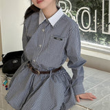 【新作早割2/24まで】ベルト付きギンガムチェックワンピース02813