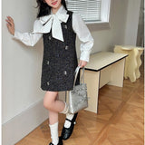 【新作早割2/24まで】ボウタイジャンパースカートセット02814