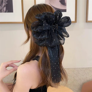 ドットボリュームリボンヘアクリップ02712