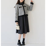 【1/25まで！入学式フォーマル10%OFF対象商品】モノトーンツイードジャケット+プリーツワンピース02783