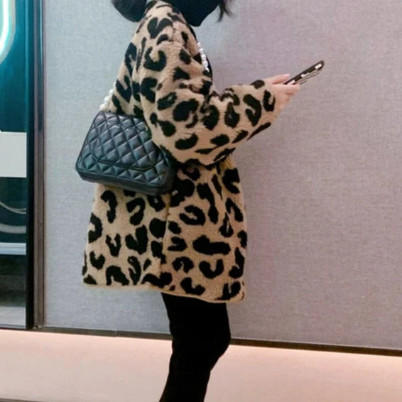 ヒョウ柄ノーカラーコート02525 – Foonique