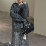 グレイッシュシャギーニット＋スカート02768