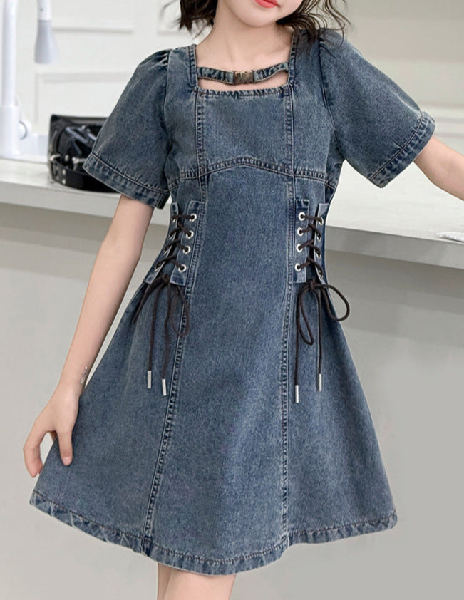 bubbles リボンデニムワンピース BUBBLES】リボンデニムワンピース | sparkling mall online store