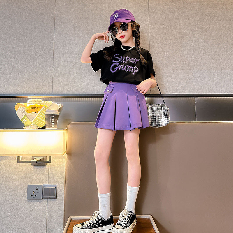 pium バイカラーTシャツ×タックミニスカートセット バイカラーTシャツ×タックミニスカートセット – pium