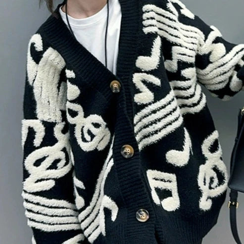 FAF NOTES CARDIGAN セーター　ニット　カーディガン音符 faf BEAMS T（ビームスT）FAF(Fake As Flowers) / Pearl Cardigan