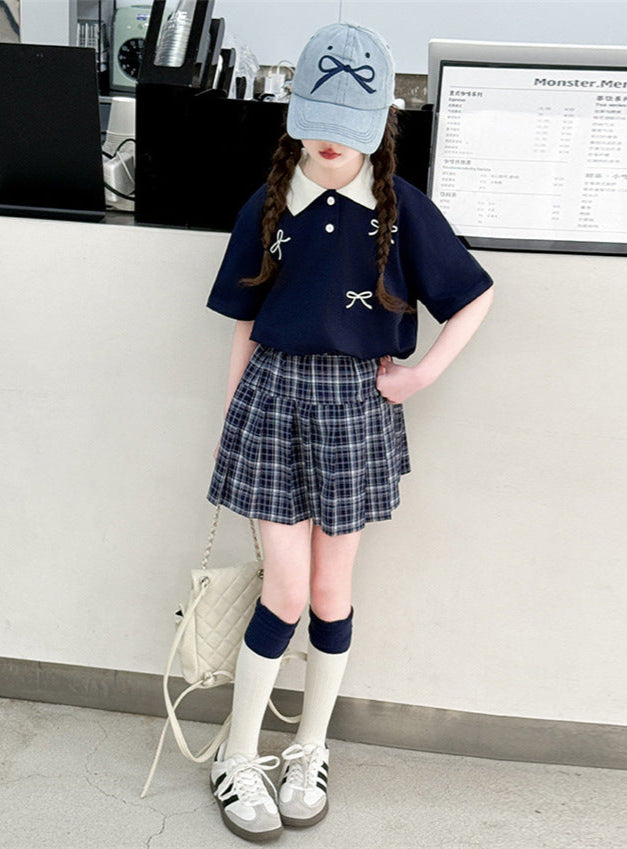 リボンポロシャツ＋チェックプリーツスカート02685 – Foonique