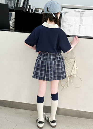 リボンポロシャツ＋チェックプリーツスカート02685 – Foonique