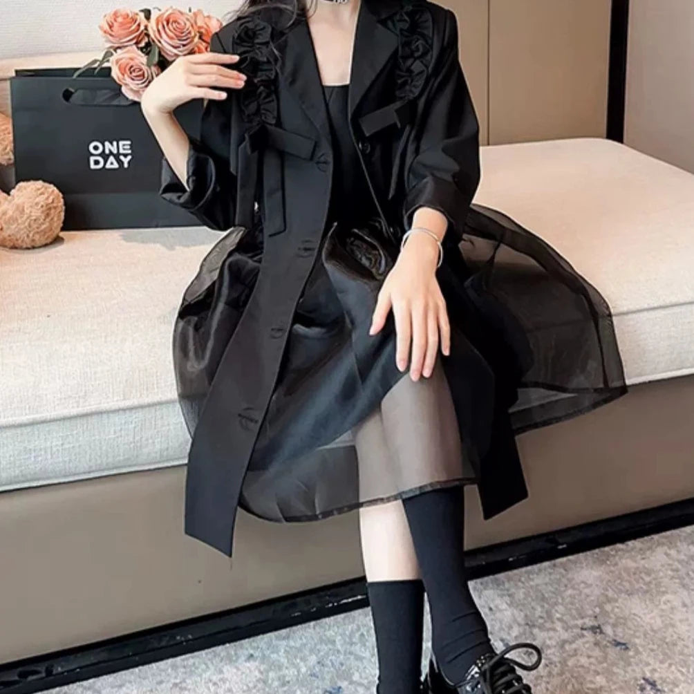 リボンAラインコート+チュールドレスセット02535 – Foonique