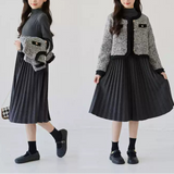 【1/25まで！入学式フォーマル10%OFF対象商品】モノトーンツイードジャケット+プリーツワンピース02783