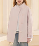 ハートボタンチェック切替コート02801