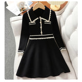 フラットカラーニットドレス02029