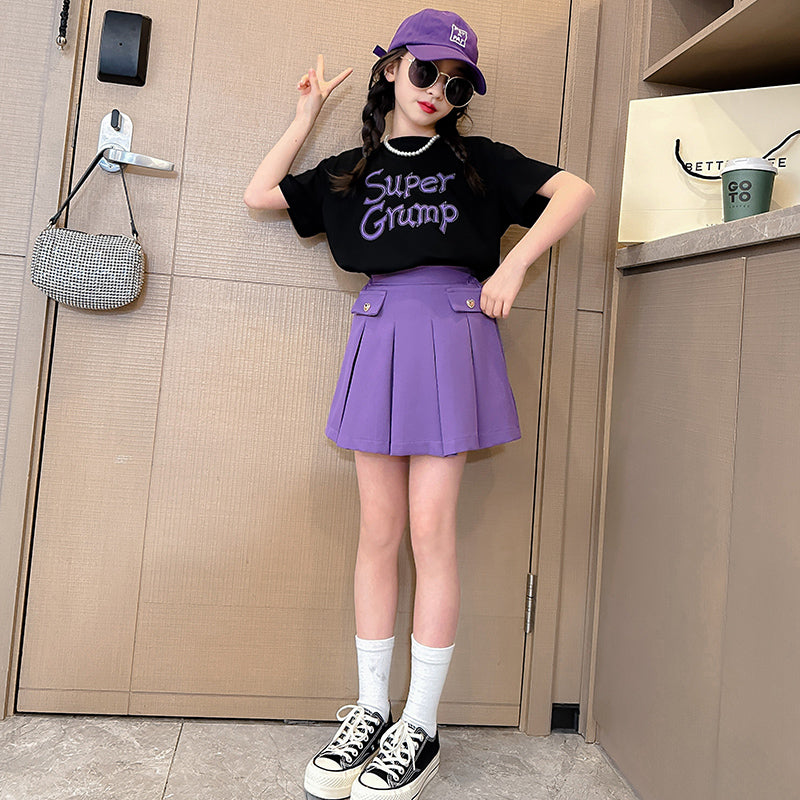 【23SS】プリント ジャージミニスカート ◆プラダ◆人気 レタープリントTシャツ+パープルミニスカート02170 – Foonique