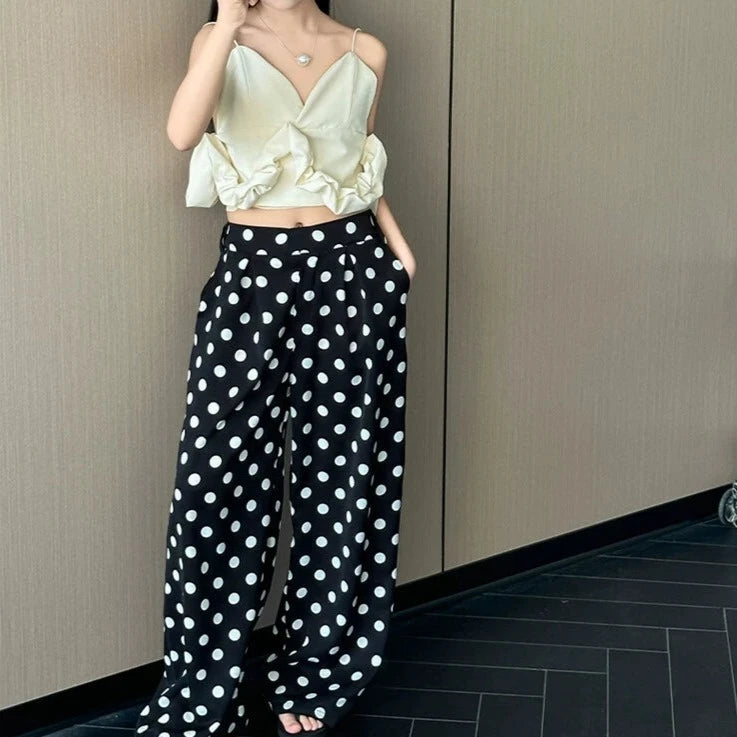 ¥13478☆値下げ☆テレコビスチェ&ワイドパンツ ビスチェ&ワイドパンツ セットアップ[品番：FNBW0000430