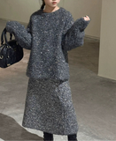 グレイッシュシャギーニット＋スカート02768