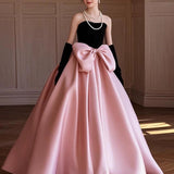 ビックリボンバイカラードレス02784