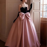 ビックリボンバイカラードレス02784