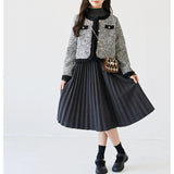 【1/25まで！入学式フォーマル10%OFF対象商品】モノトーンツイードジャケット+プリーツワンピース02783