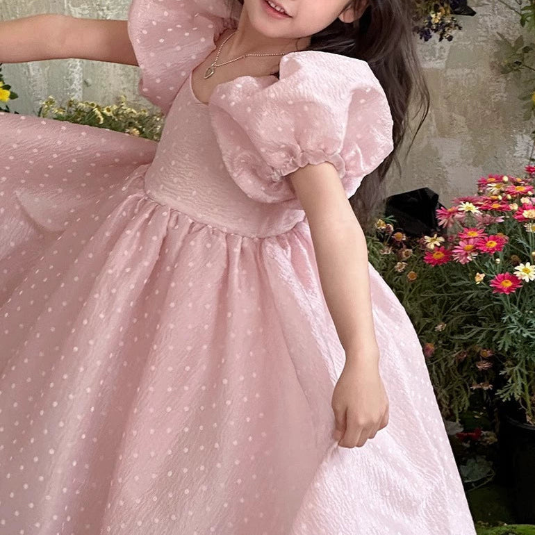 ピンク パフスリーブ ワンピース ANDRESD パフスリーブピンクドットワンピース02656 – Foonique