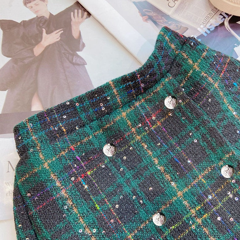 エンブレム飾りチェックセットアップ02046 – Foonique